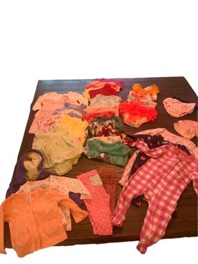 Mixed Baby Girl Clothing Bundle in Pink, Coral, Yellow & Green 3/6 Months